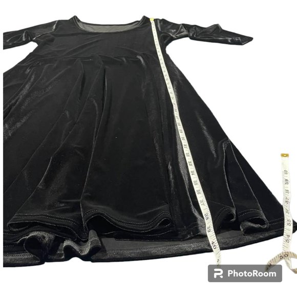 Velvet Midi Black Dress Holiday Event Minimalist - M - Picture 5 of 11